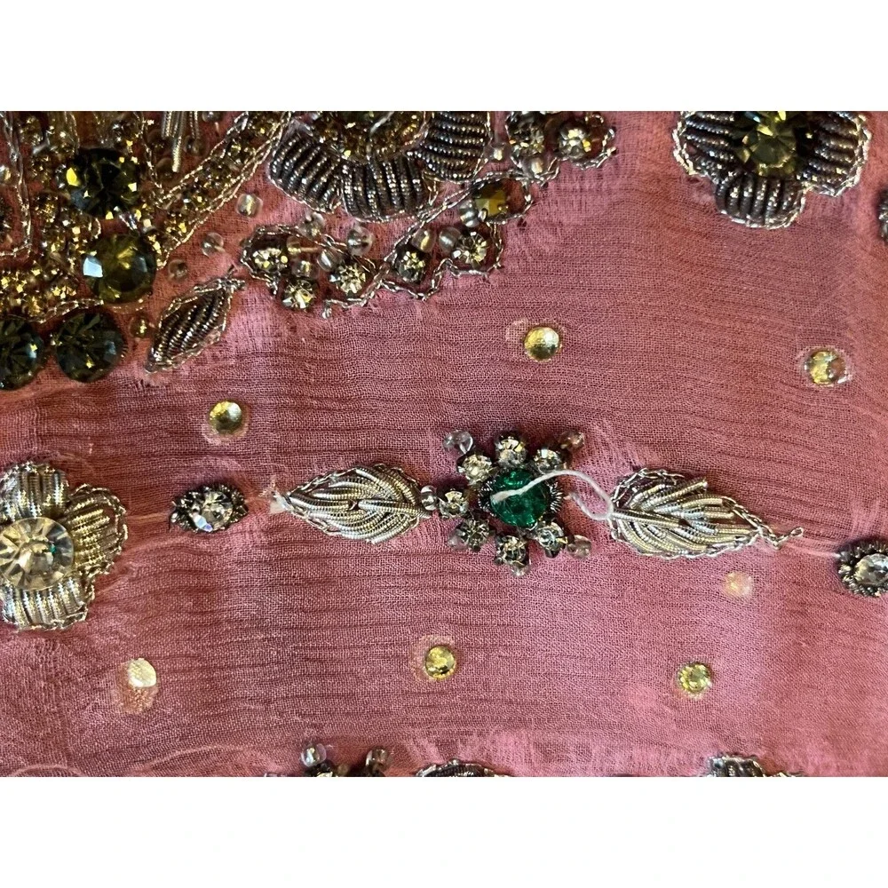 Handmade Pink Sheer Open Front Duster Vest Maxi – Heavy Jewel &  Bead Embroidery
